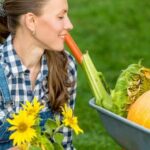 Colorful assortment of fruits and vegetables showcased in a Pinterest container gardening idea